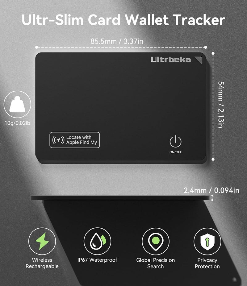 Ultrbeka Wallet Tracker Air Tag Slim Card 0.094in Bluetooth Tracker for Wallets, Passport, Work with Apple Find My, Wireless Charging, Card Locator- iOS Only [Apple MFi Certified] - 2pcs in 1 Box - Image 3